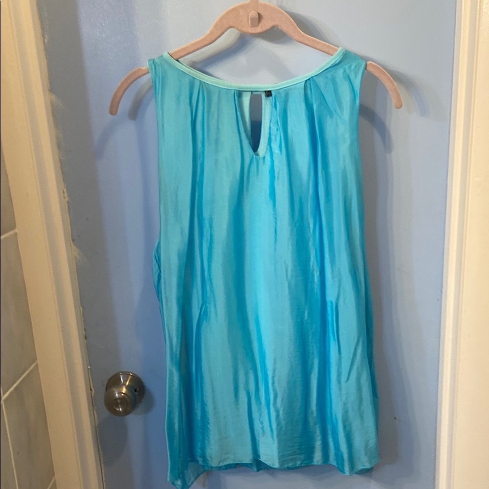 Pleated Blue Sleeveless Blouse — Medium - Great Condition